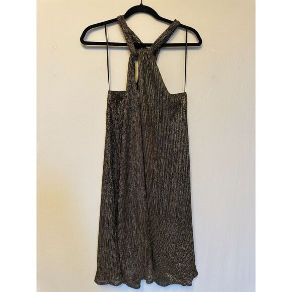 ASTR The Label Metallic Sleeveless Shift Twist Front Party Mini Dress Size M - Picture 4 of 5
